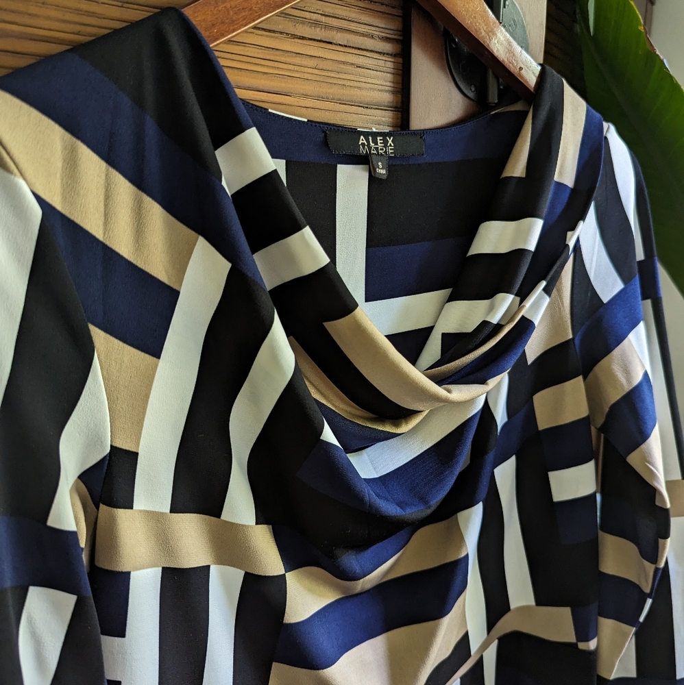 Alex Marie geometric print, comfy fit and flare dress, Size S
